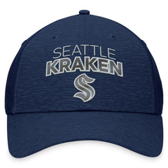 Seattle Kraken Fanatics Authentic Pro Road Stack Logo Flex Hat - Deep Sea Blue - NHL