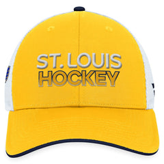 St. Louis Blues Fanatics Authentic Pro Rink Trucker Adjustable Hat - Gold - NHL