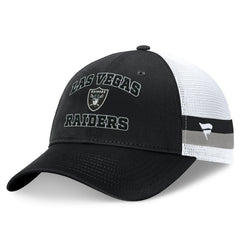 Las Vegas Raiders Fundamentals Side Stripe Trucker Adjustable Hat Black/White | Fanatics