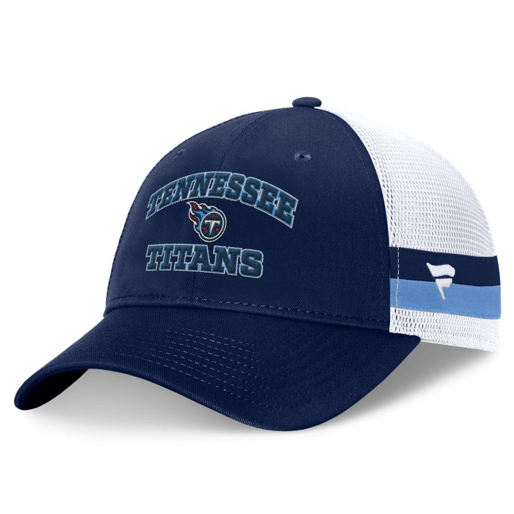 Tennessee Titans Fundamentals Side Stripe Trucker Adjustable Hat Navy/White | Fanatics