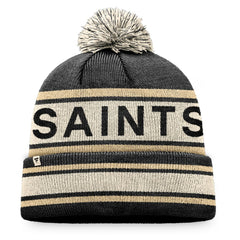 New Orleans Saints Heritage Cuffed Knit Hat with Pom Black | Fanatics
