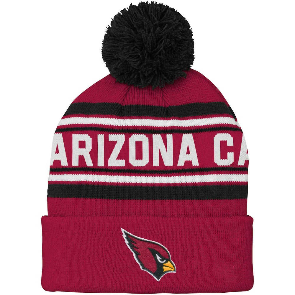 Arizona Cardinals Youth Jacquard Cuffed Knit Hat with Pom Cardinal | NFL