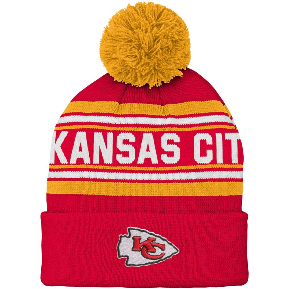 Kansas City Chiefs Preschool Jacquard Cuffed Knit Hat with Pom Red | NFL