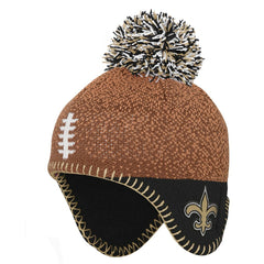 New Orleans Saints Preschool Football Head Knit Hat with Pom Brown | NFL