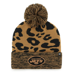 New York Jets '47 Women's Rosette Cuffed Knit Hat with Pom Brown | 47 brand