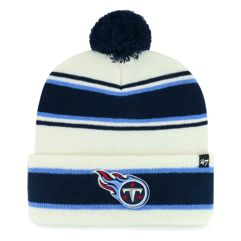 Tennessee Titans '47 Youth Stripling Cuffed Knit Hat with Pom White | 47 brand