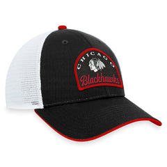 Chicago Blackhawks Fanatics Fundamental Adjustable Hat - Black/White - NHL