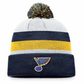 St. Louis Blues Fanatics Fundamental Cuffed Knit Hat with Pom - Navy/Gold - NHL
