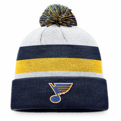 St. Louis Blues Fanatics Fundamental Cuffed Knit Hat with Pom - Navy/Gold - NHL