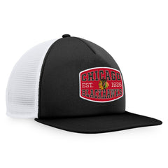 Chicago Blackhawks Fanatics Foam Front Patch Trucker Snapback Hat - Black/White - NHL