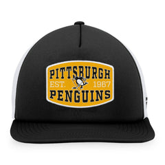 Pittsburgh Penguins Fanatics Foam Front Patch Trucker Snapback Hat - Black/White - NHL