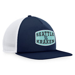 Seattle Kraken Fanatics Foam Front Patch Trucker Snapback Hat - Deep Sea Blue/White - NHL