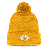 Nashville Predators Fanatics Fundamental Cuffed Knit Hat with Pom - Gold - NHL