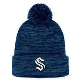 Seattle Kraken Fanatics Fundamental Cuffed Knit Hat with Pom - Deep Sea Blue - NHL