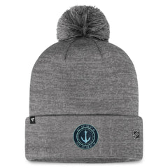Seattle Kraken Fanatics Authentic Pro Home Ice Cuffed Knit Hat with Pom - Gray - NHL