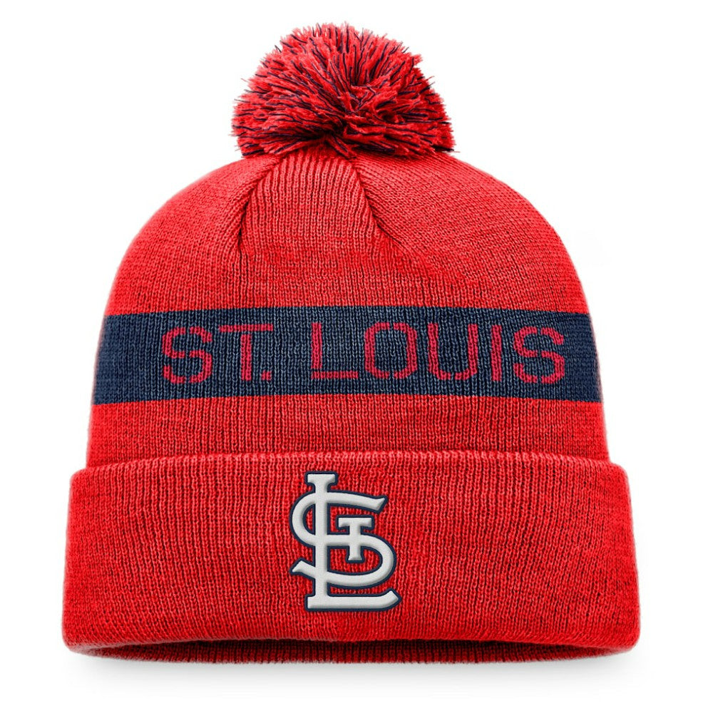 St. Louis Cardinals Fanatics League Logo Cuffed Knit Hat with Pom - MLB