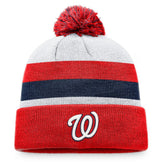 Washington Nationals Fanatics Stripe Cuffed Knit Hat with Pom - MLB