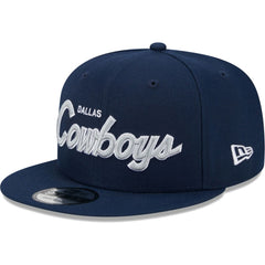 Dallas Cowboys New Era Main Script 9FIFTY Snapback Hat Navy | NFL