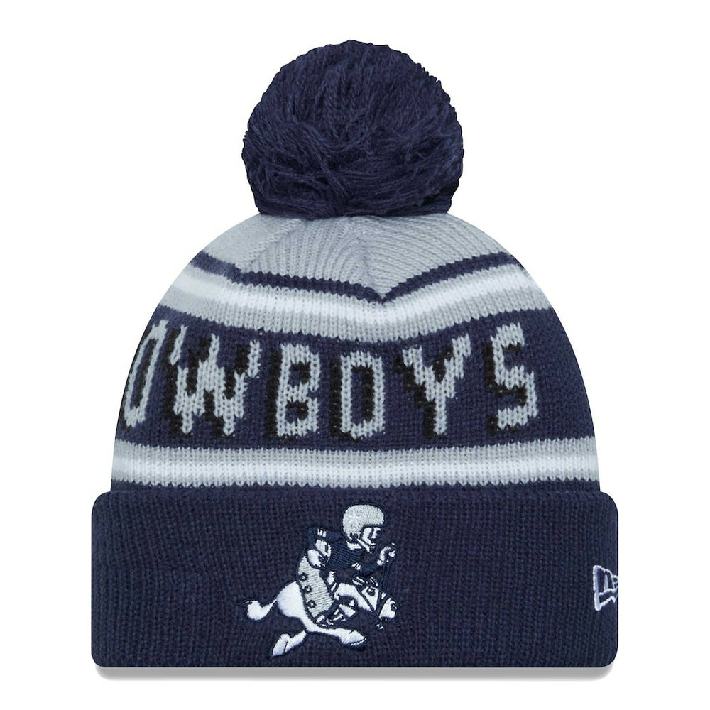 Dallas Cowboys New Era Youth Gridiron Classics Main Cuffed Knit Hat with Pom Gray/Navy | NFL