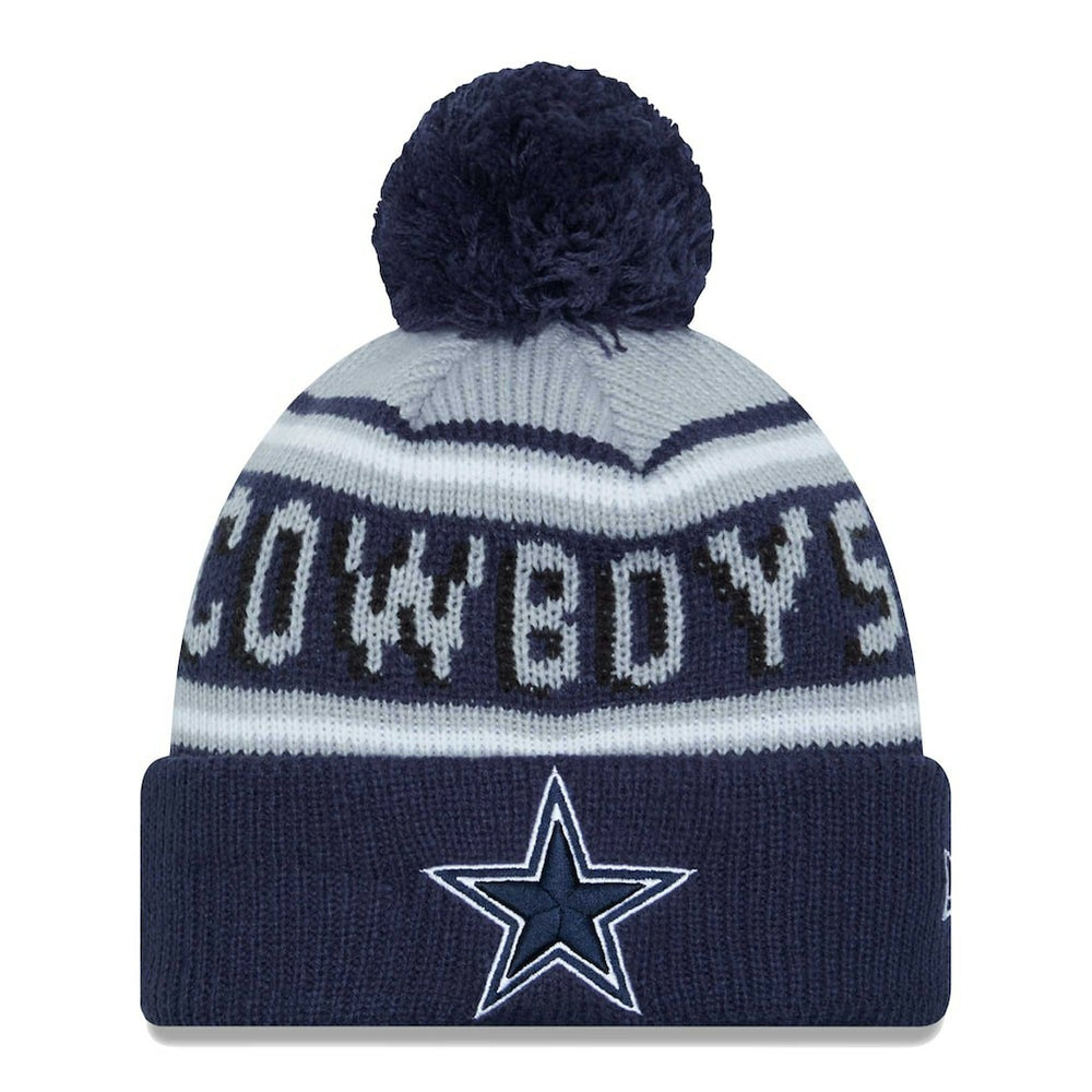 Dallas Cowboys New Era Youth Main Cuffed Knit Hat with Pom Gray/Navy | NFL