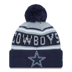 Dallas Cowboys New Era Youth Main Cuffed Knit Hat with Pom Gray/Navy | NFL