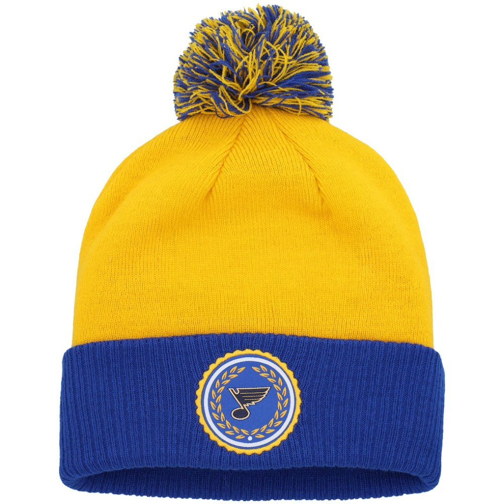 St. Louis Blues adidas Women's Laurel Cuffed Knit Hat with Pom - Gold - NHL