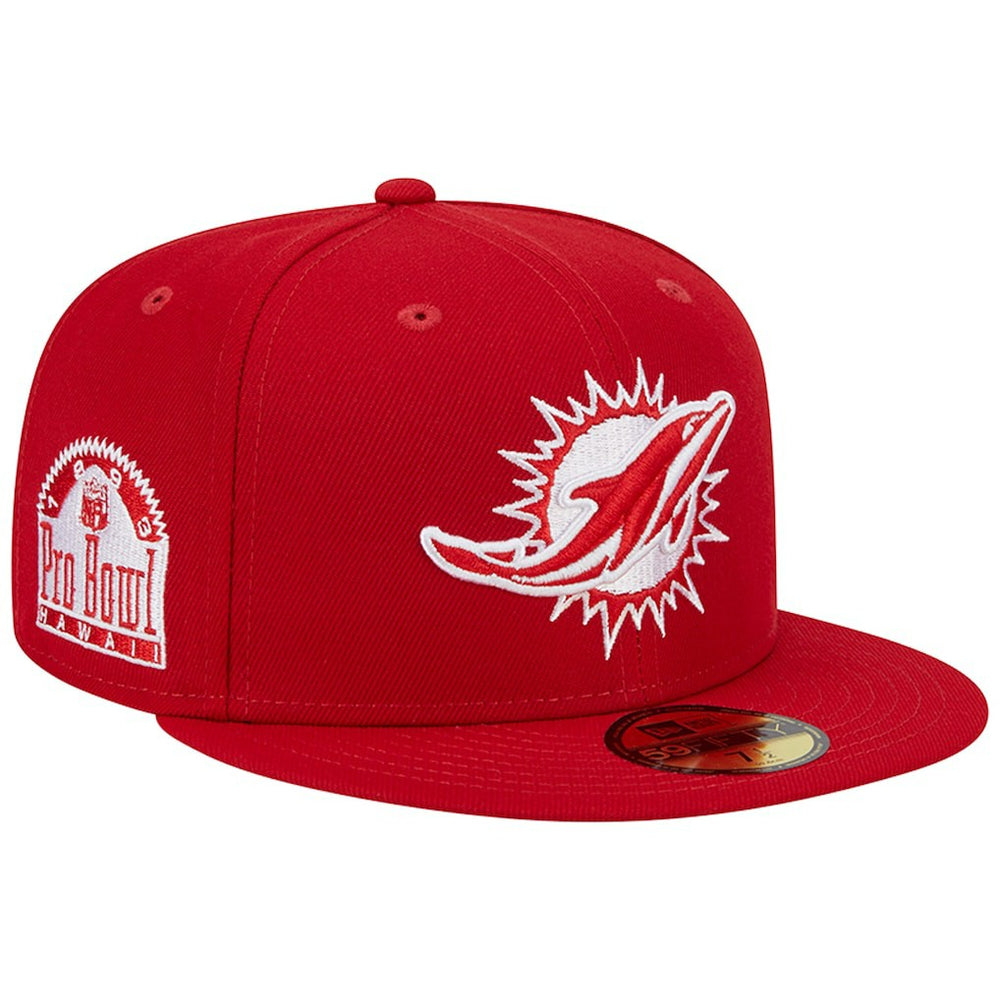 Miami Dolphins New Era 1993 Hawaii Pro Bowl Main Patch 59FIFTY Fitted Hat Scarlet | NFL