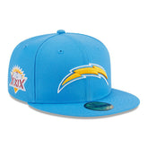 Los Angeles Chargers New Era Main Patch 59FIFTY Fitted Hat Powder Blue | NFL