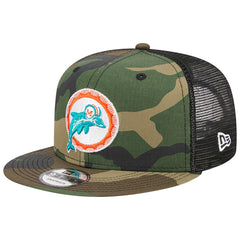 Miami Dolphins New Era Throwback Main Trucker 9FIFTY Snapback Hat Camo | NFL