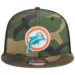 Miami Dolphins New Era Throwback Main Trucker 9FIFTY Snapback Hat Camo | NFL