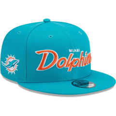Miami Dolphins New Era Main Script 9FIFTY Snapback Hat Aqua | NFL