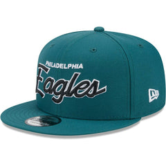 Philadelphia Eagles New Era Main Script 9FIFTY Snapback Hat Midnight Green | NFL