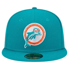 Miami Dolphins New Era Throwback Main 59FIFTY Fitted Hat Aqua | NFL