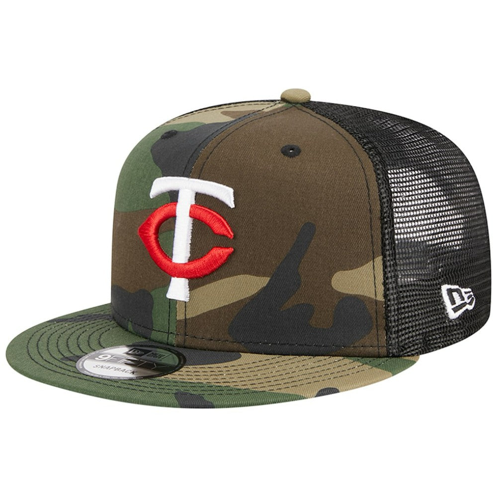 Minnesota Twins New Era Woodland Camo Trucker 9FIFTY Snapback Hat - MLB