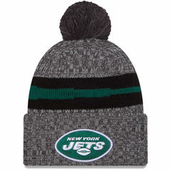 New York Jets New Era 2023 Sideline Sport Cuffed Pom Knit Hat Gray | NFL