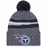 Tennessee Titans New Era Youth 2023 Sideline Cuffed Knit Hat With Pom Navy | NFL