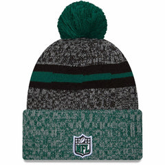 New York Jets New Era 2023 Sideline Sport Cuffed Pom Knit Hat Black/Green | NFL