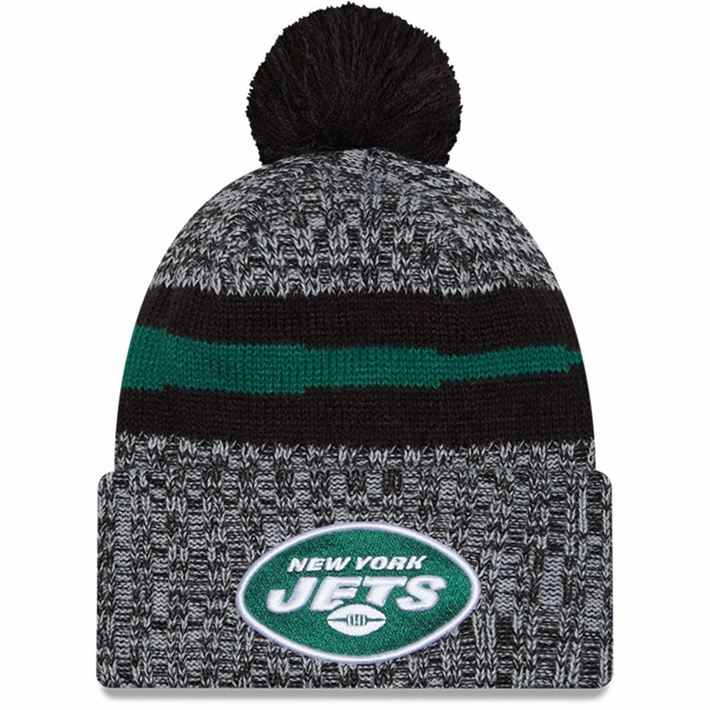 New York Jets New Era 2023 Sideline Cuffed Knit Hat With Pom Black | NFL