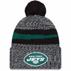 New York Jets New Era 2023 Sideline Cuffed Knit Hat With Pom Black | NFL