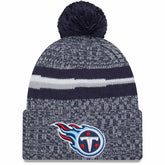 Tennessee Titans New Era 2023 Sideline Cuffed Knit Hat With Pom Navy | NFL