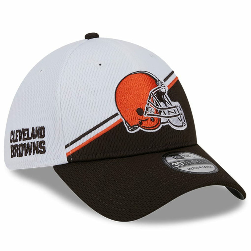Cleveland Browns New Era 2023 Sideline 39THIRTY Flex Hat White/Brown | NFL