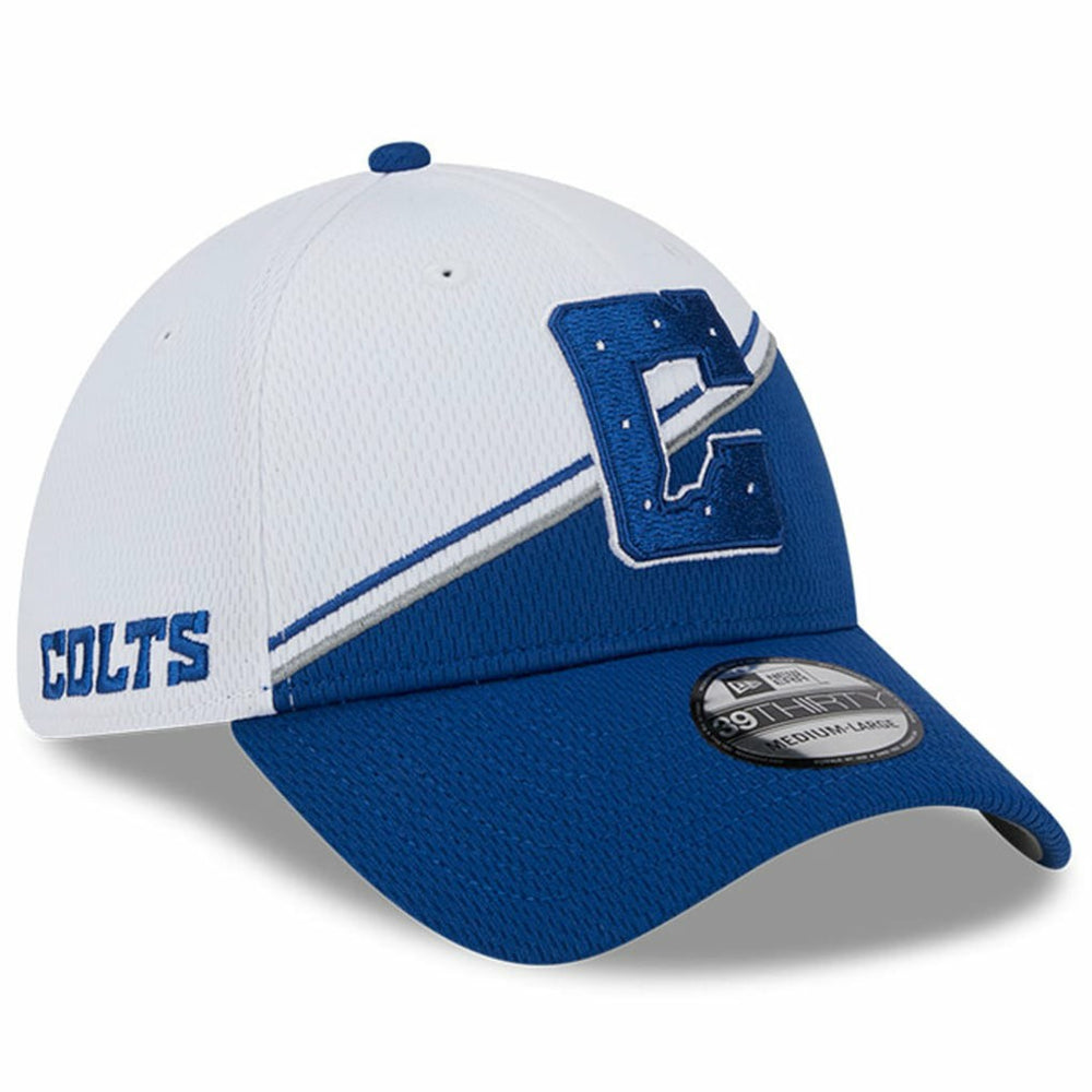 Indianapolis Colts New Era 2023 Sideline 39THIRTY Flex Hat White/Royal | NFL