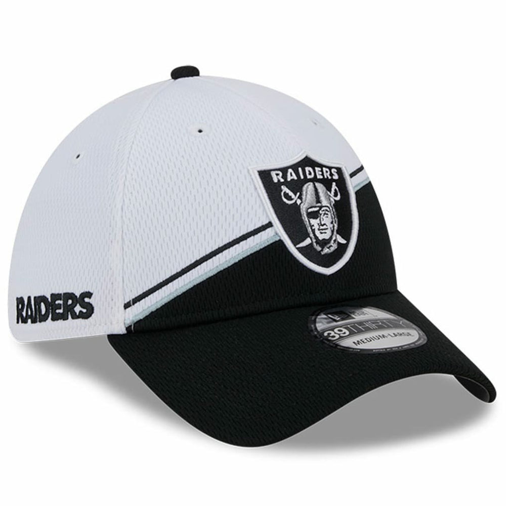Las Vegas Raiders New Era 2023 Sideline 39THIRTY Flex Hat White/Black | NFL
