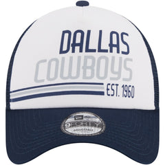 Dallas Cowboys New Era Stacked A-Frame Trucker 9FORTY Adjustable Hat White/Navy | NFL
