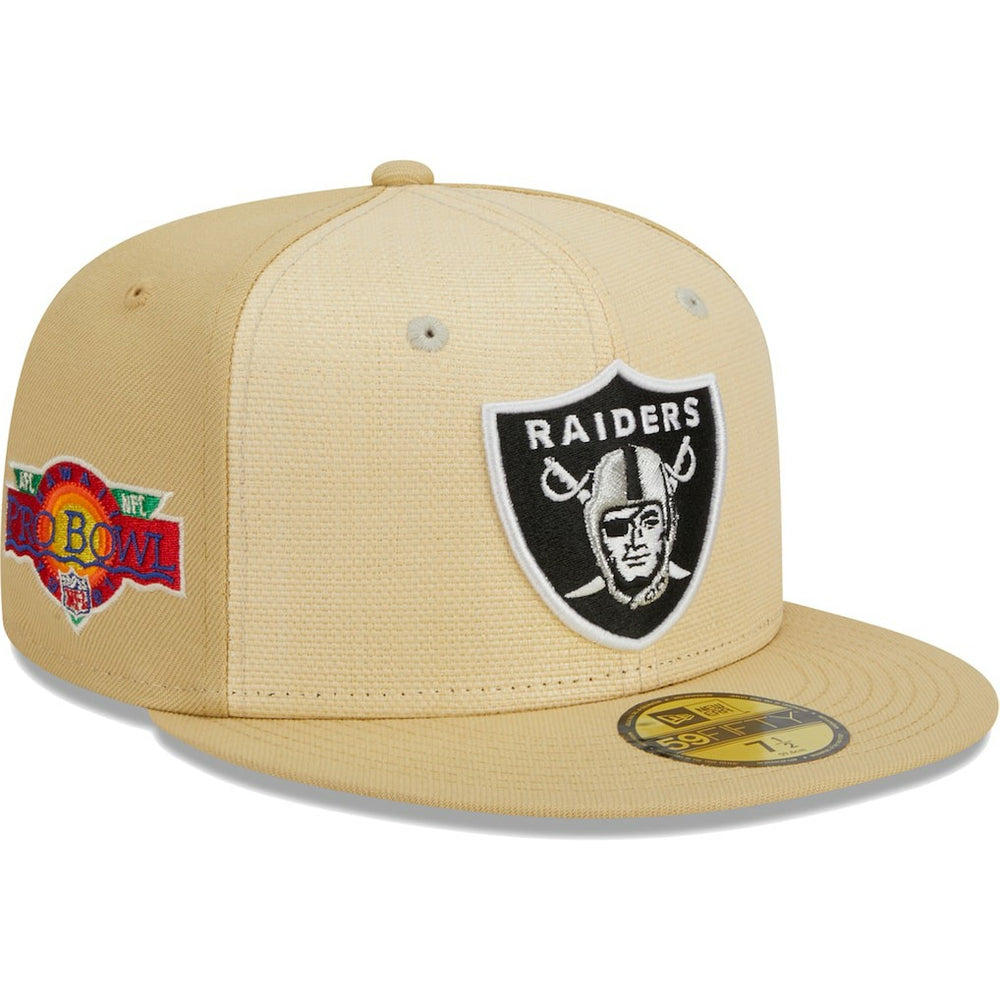 Las Vegas Raiders New Era Raffia Front 59FIFTY Fitted Hat Khaki | NFL