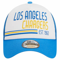 Los Angeles Chargers New Era Stacked A-Frame Trucker 9FORTY Adjustable Hat White/Powder Blue | NFL