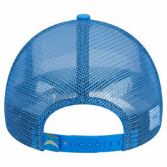 Los Angeles Chargers New Era Stacked A-Frame Trucker 9FORTY Adjustable Hat White/Powder Blue | NFL