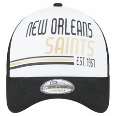 New Orleans Saints New Era Stacked A-Frame Trucker 9FORTY Adjustable Hat White/Black | NFL