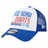 New York Giants New Era Stacked A-Frame Trucker 9FORTY Adjustable Hat White/Royal | NFL