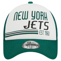 New York Jets New Era Stacked A-Frame Trucker 9FORTY Adjustable Hat White/Green | NFL